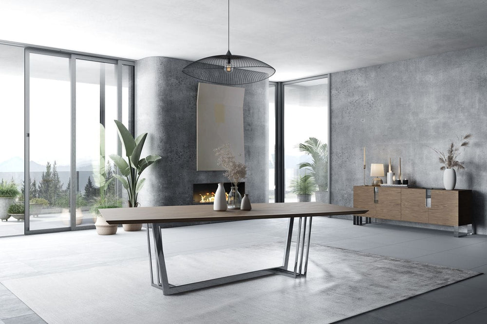 Gilroy - Modern Walnut & Stainless Steel Dining Table