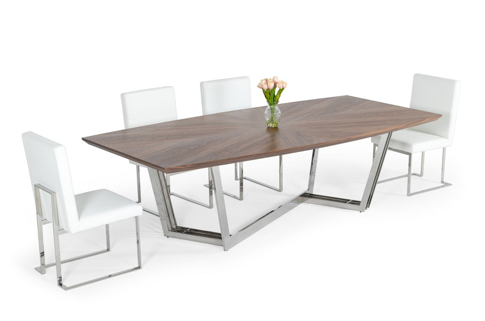 Gilroy - Modern Walnut & Stainless Steel Dining Table