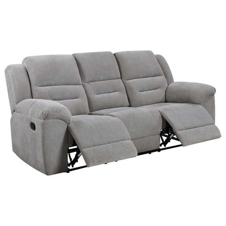 Gilson - 2 Piece Chenille Upholstered Sofa Set - Gray Reclining Sofa &amp; Loveseat modern furniture Contempo Furniture