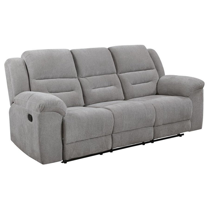 Gilson - 2 Piece Chenille Upholstered Sofa Set - Gray Reclining Sofa &amp; Loveseat modern furniture Contempo Furniture