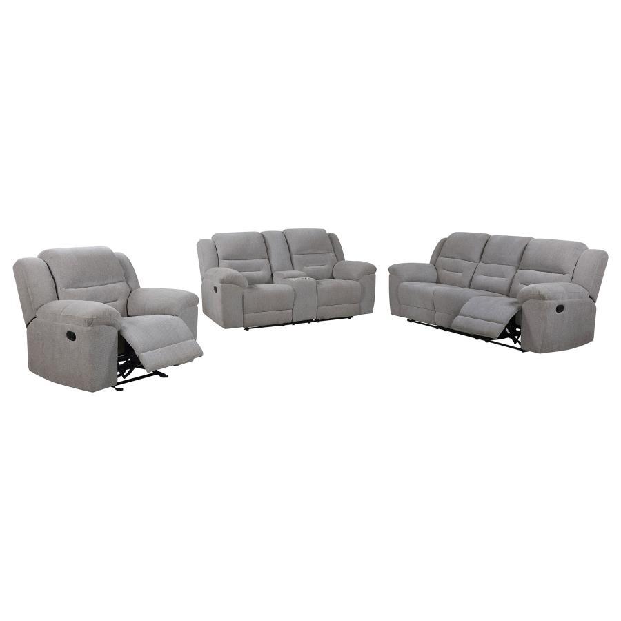 Gilson - 3 Piece Chenille Upholstered Sofa Set - Gray 3 - Piece Living Room Set modern furniture Contempo Furniture