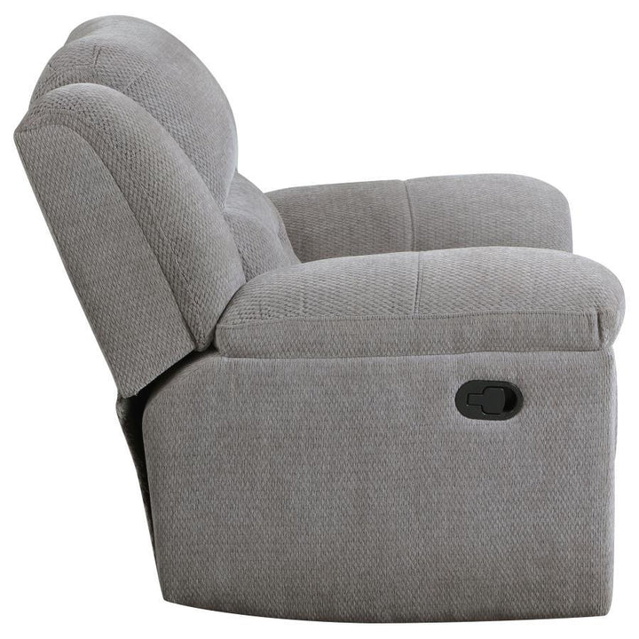 Gilson - Chenille Upholstered Reclining Glider Recliner - Gray Glider Chair modern furniture Contempo Furniture