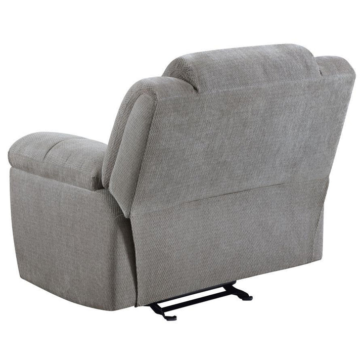 Gilson - Chenille Upholstered Reclining Glider Recliner - Gray Glider Chair modern furniture Contempo Furniture
