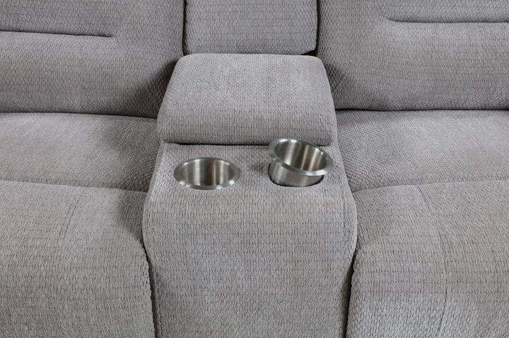 Gilson - Chenille Upholstered Reclining Loveseat - Gray Reclining Loveseat modern furniture Contempo Furniture