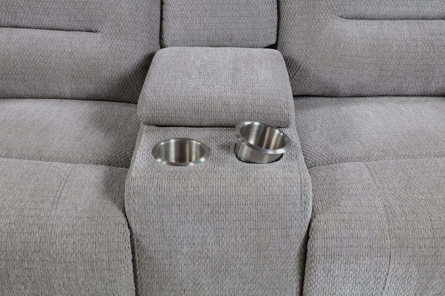 Gilson - Chenille Upholstered Reclining Loveseat - Gray Reclining Loveseat modern furniture Contempo Furniture
