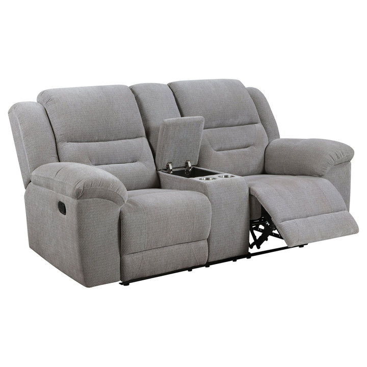 Gilson - Chenille Upholstered Reclining Loveseat - Gray Reclining Loveseat modern furniture Contempo Furniture