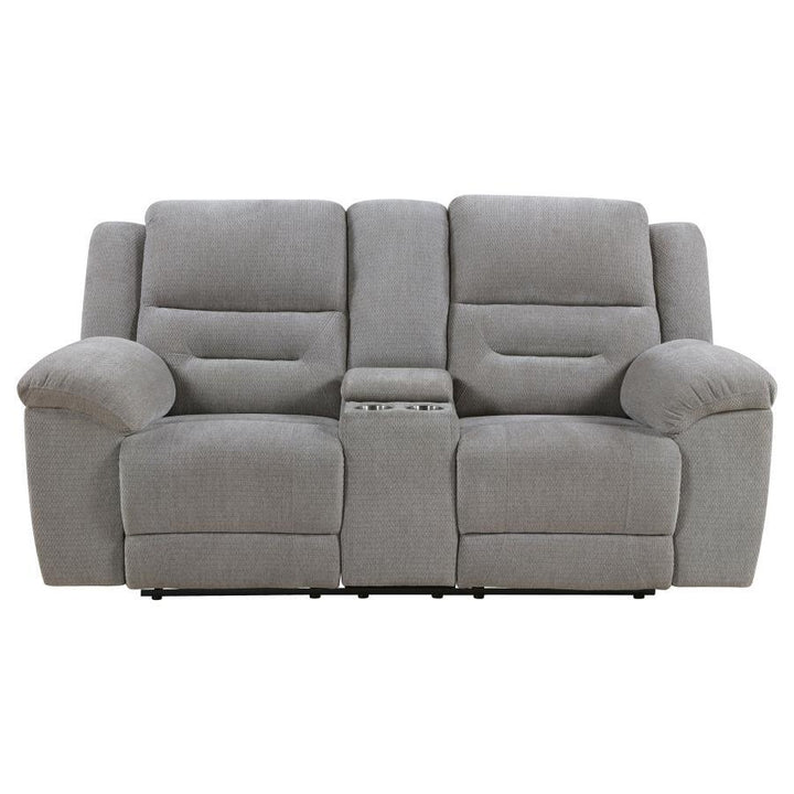 Gilson - Chenille Upholstered Reclining Loveseat - Gray Reclining Loveseat modern furniture Contempo Furniture