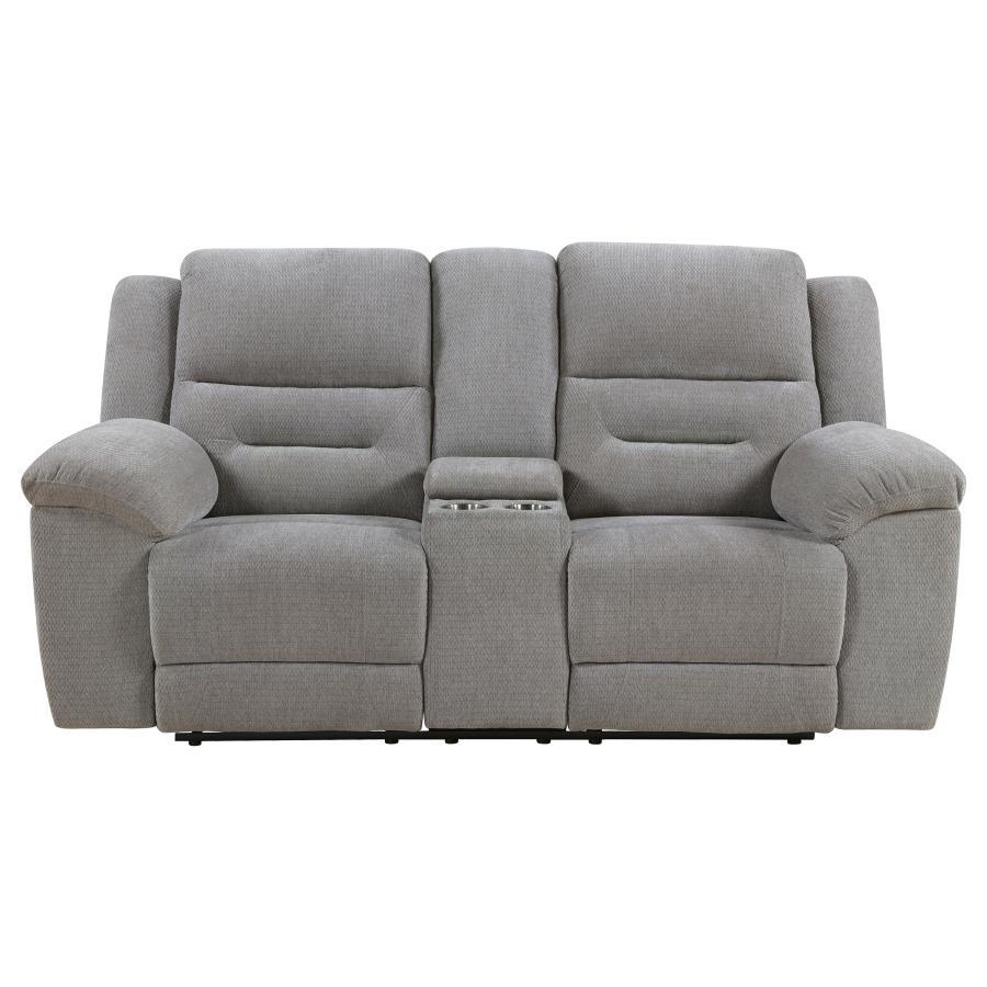 Gilson - Chenille Upholstered Reclining Loveseat - Gray Reclining Loveseat modern furniture Contempo Furniture