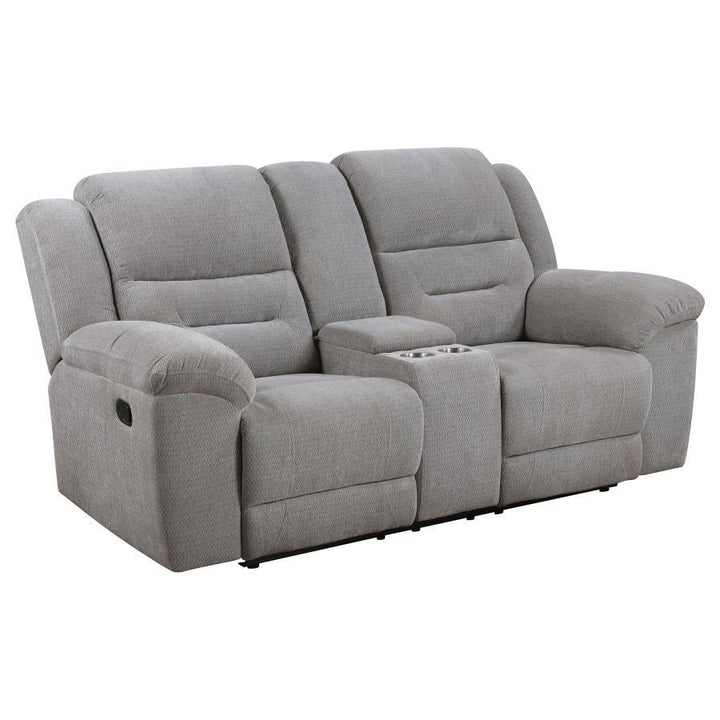 Gilson - Chenille Upholstered Reclining Loveseat - Gray Reclining Loveseat modern furniture Contempo Furniture