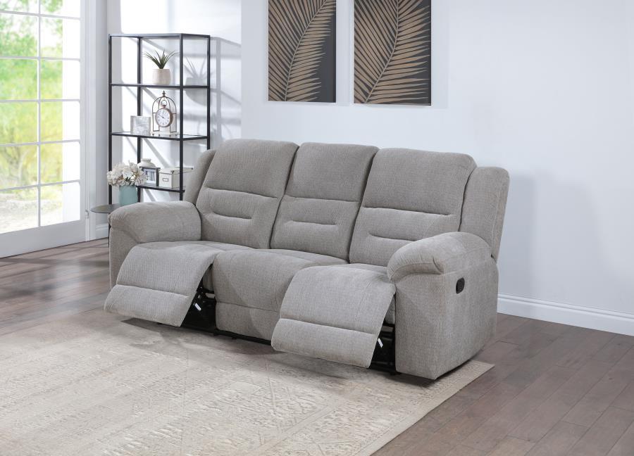 Gilson - Chenille Upholstered Reclining Sofa - Gray Reclining Sofa modern furniture Contempo Furniture