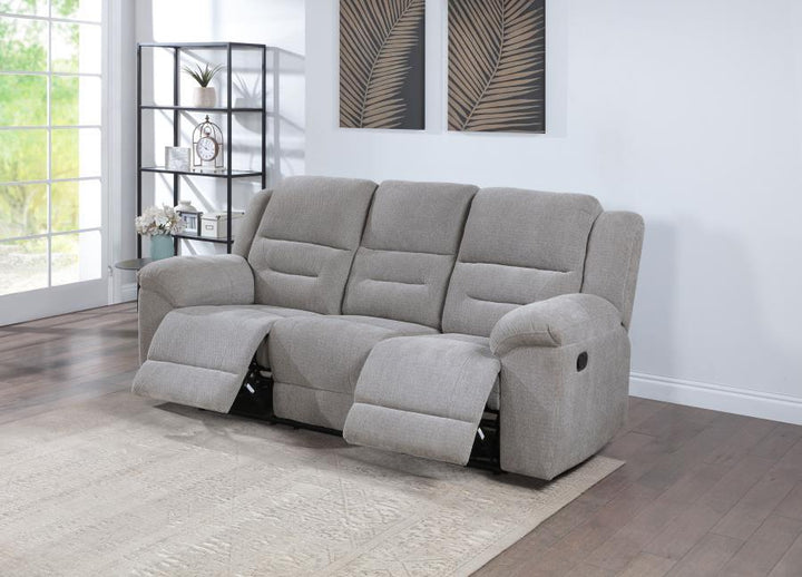 Gilson - Chenille Upholstered Reclining Sofa - Gray Reclining Sofa modern furniture Contempo Furniture