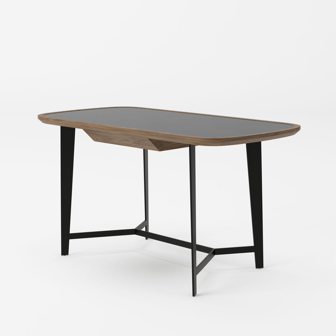 Girard - Modern Walnut & Black Glass Desk