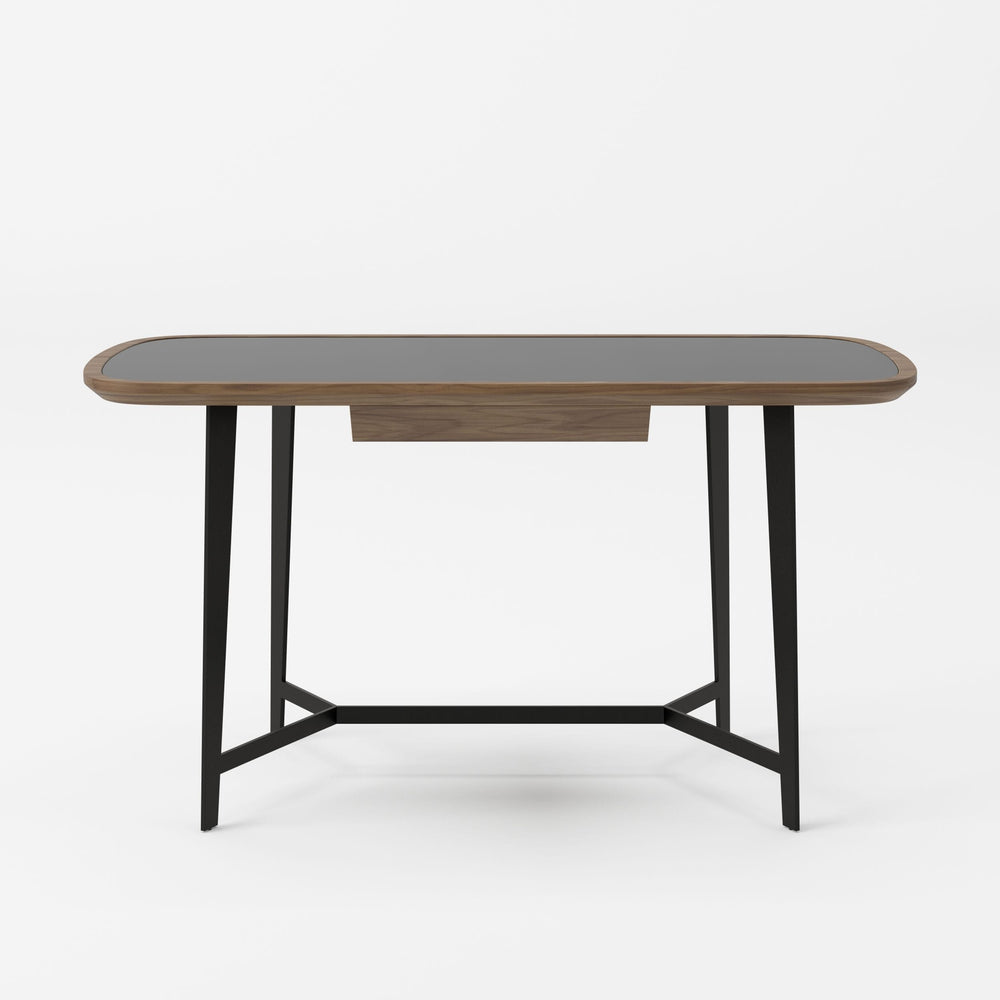 Girard - Modern Walnut & Black Glass Desk