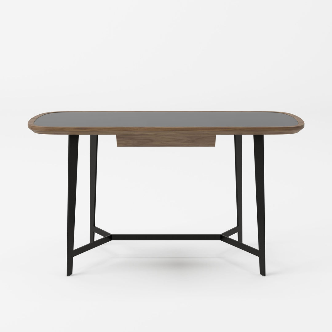 Girard - Modern Walnut & Black Glass Desk