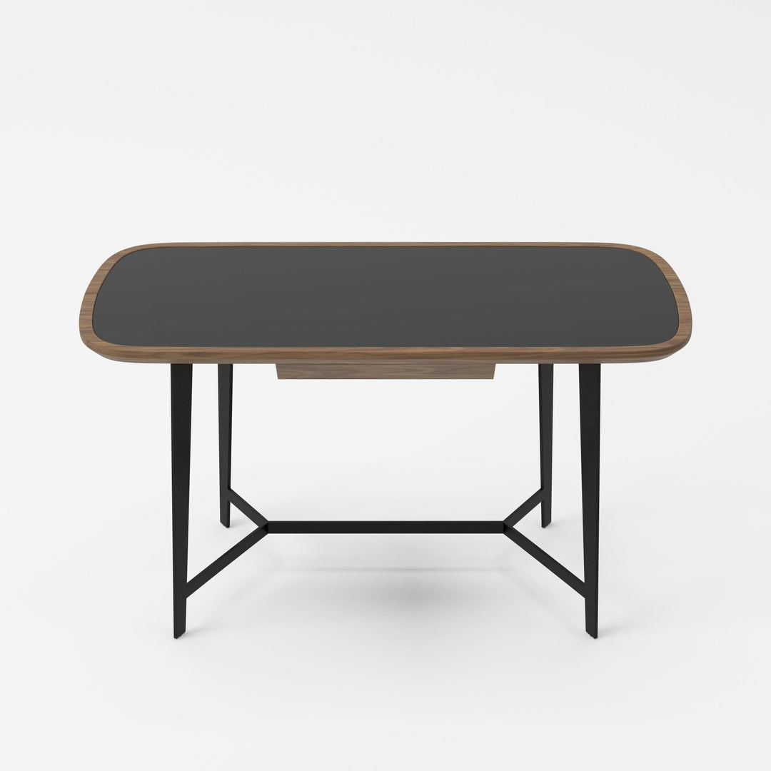 Girard - Modern Walnut & Black Glass Desk