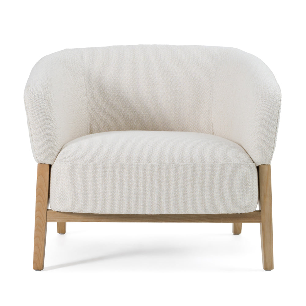 Giselle - Mid-Century Modern Off-White Fabric Accent Chair - View 2
