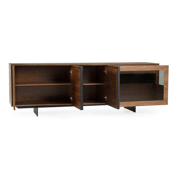Glencoe - Modern Walnut &amp; Grey Glass Buffet