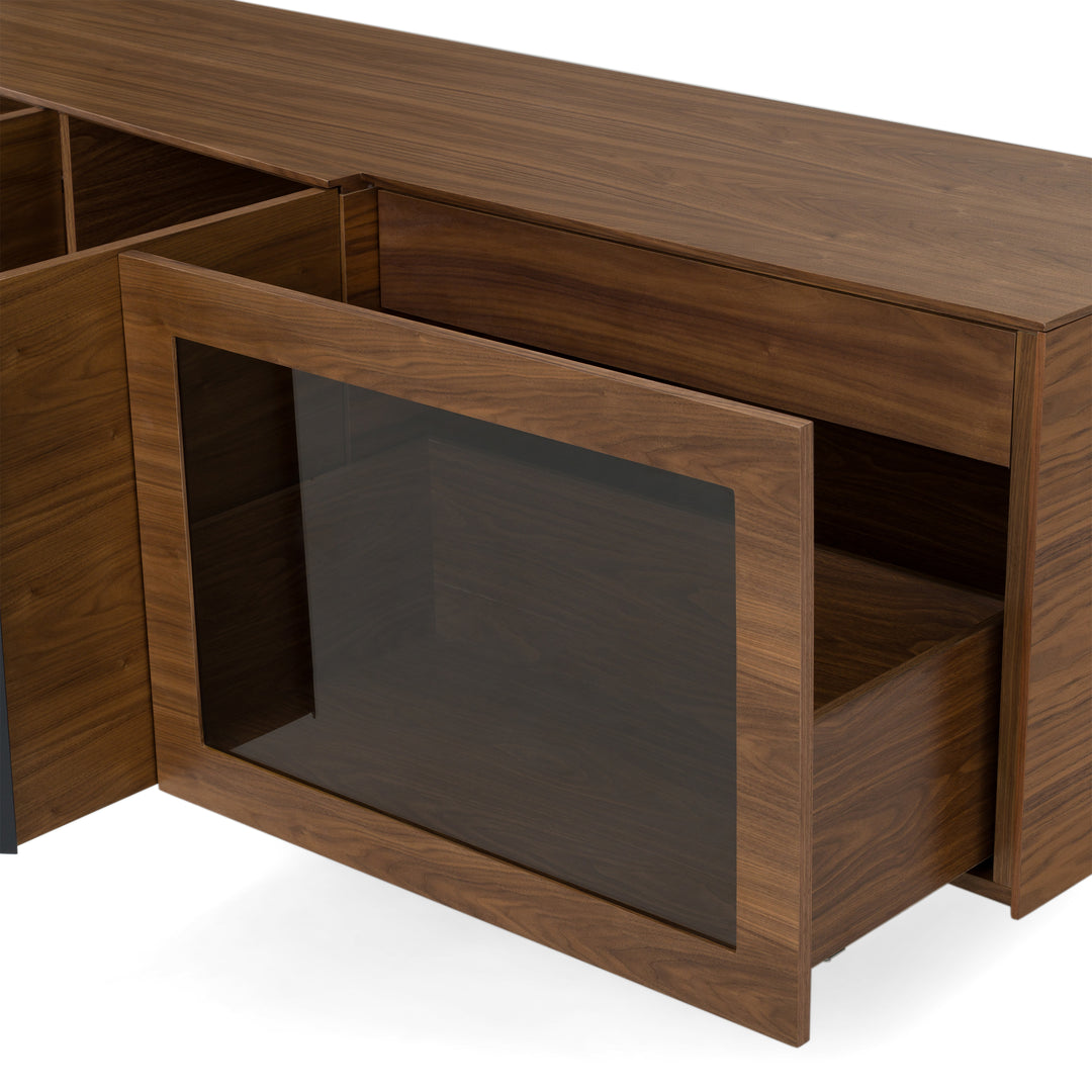 Glencoe - Modern Walnut & Grey Glass Buffet