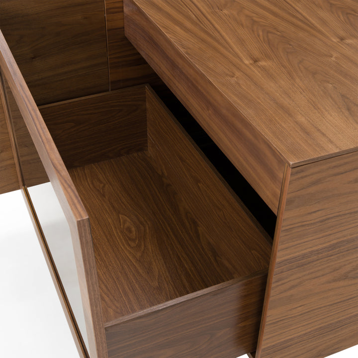 Glencoe - Modern Walnut &amp; Grey Glass Buffet