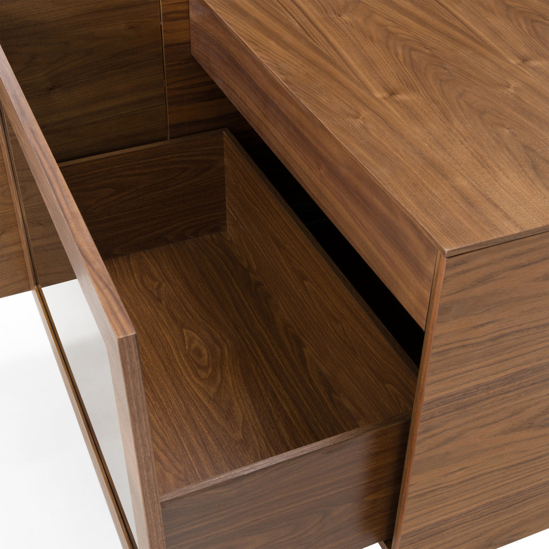 Glencoe - Modern Walnut & Grey Glass Buffet