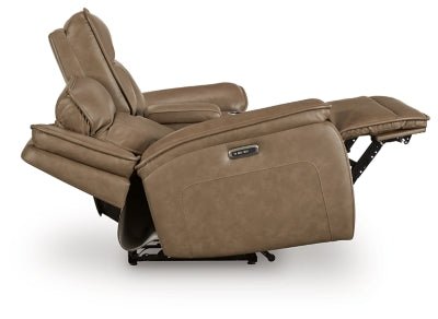 Glencroft Power Reclining Loveseat with Console - Light Brown Reclining Loveseat modern furniture Contempo Furniture