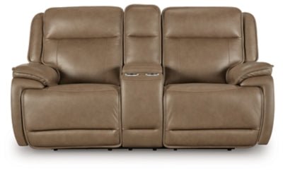 Glencroft Power Reclining Loveseat with Console - Light Brown Reclining Loveseat modern furniture Contempo Furniture