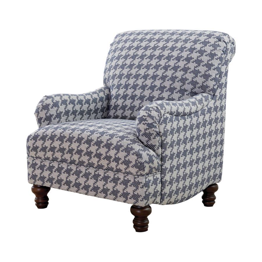 Glenn - Upholstered English Arm Accent Chair - Blue Arm Chair modern furniture Contempo Furniture