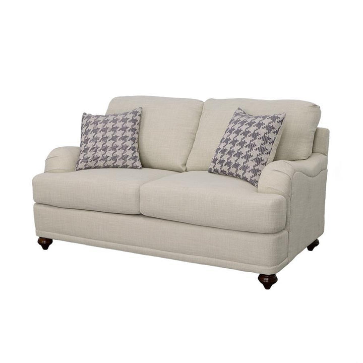 Glenn - Upholstered English Arm Loveseat - Light Gray And Blue Stationary Loveseat modern furniture Contempo Furniture