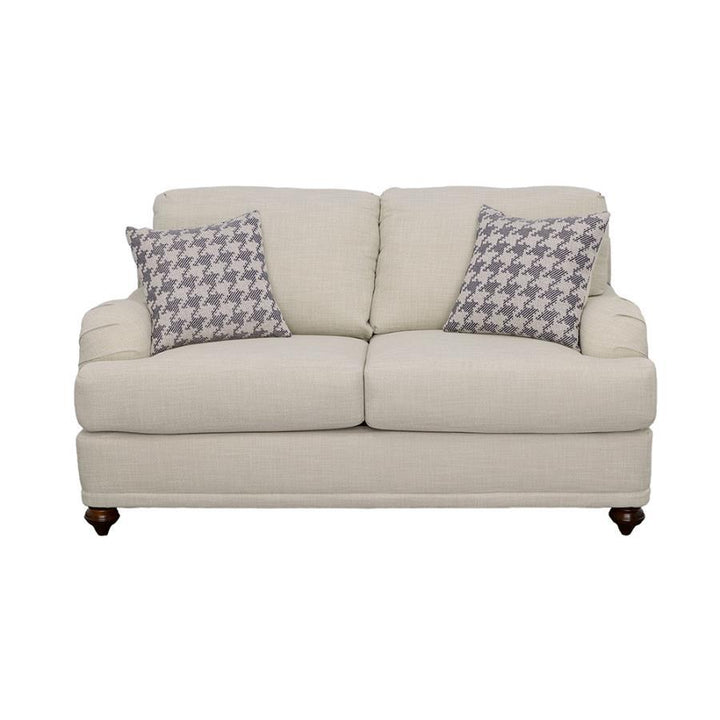 Glenn - Upholstered English Arm Loveseat - Light Gray And Blue Stationary Loveseat modern furniture Contempo Furniture