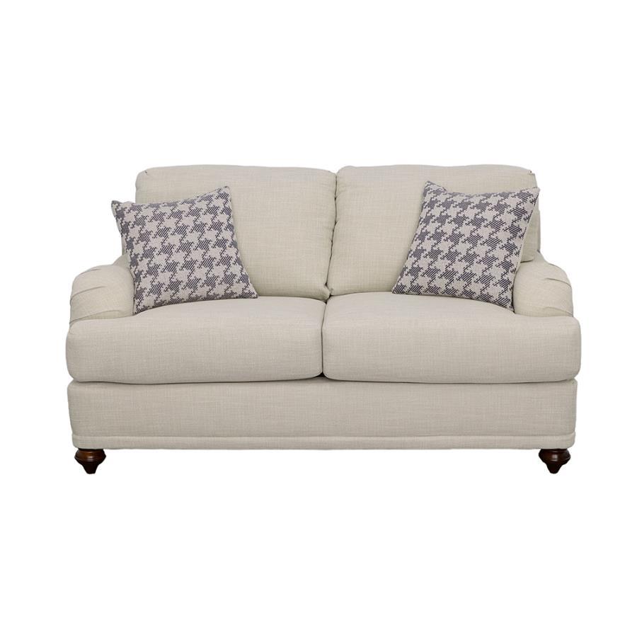 Glenn - Upholstered English Arm Loveseat - Light Gray And Blue Stationary Loveseat modern furniture Contempo Furniture