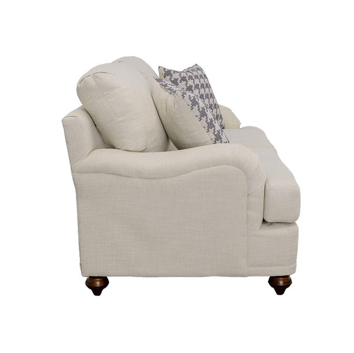 Glenn - Upholstered English Arm Loveseat - Light Gray And Blue Stationary Loveseat modern furniture Contempo Furniture