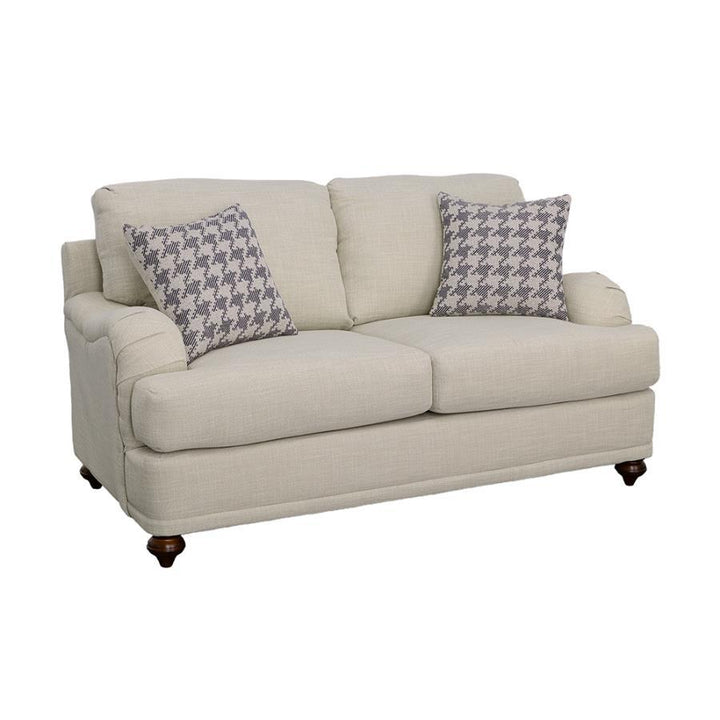 Glenn - Upholstered English Arm Loveseat - Light Gray And Blue Stationary Loveseat modern furniture Contempo Furniture