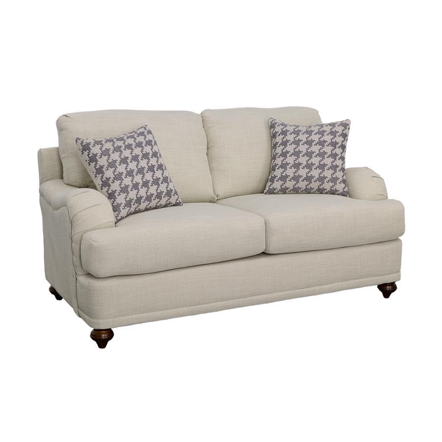 Glenn - Upholstered English Arm Loveseat - Light Gray And Blue Stationary Loveseat modern furniture Contempo Furniture