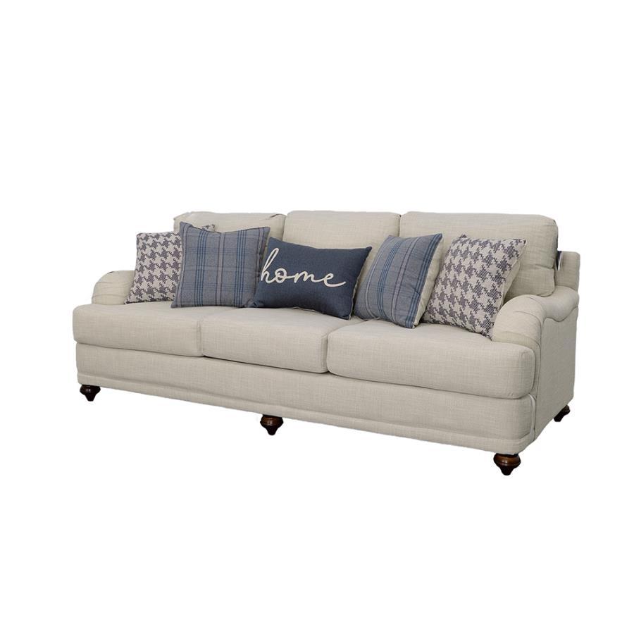 Glenn - Upholstered English Arm Sofa - Light Gray And Blue Stationary Sofa modern furniture Contempo Furniture