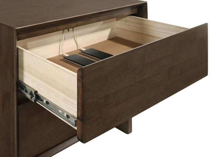 Glenwood - 2 - Drawer Nightstand Bedside Table - Warm Brown Accent Nightstand modern furniture Contempo Furniture