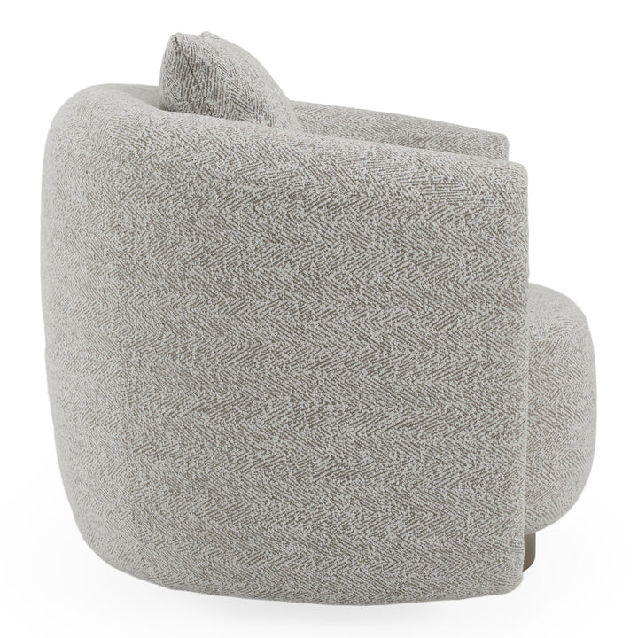 Glimpse - Modern White &amp; Brown Fabric + Antique Brass Swivel Accent Chair