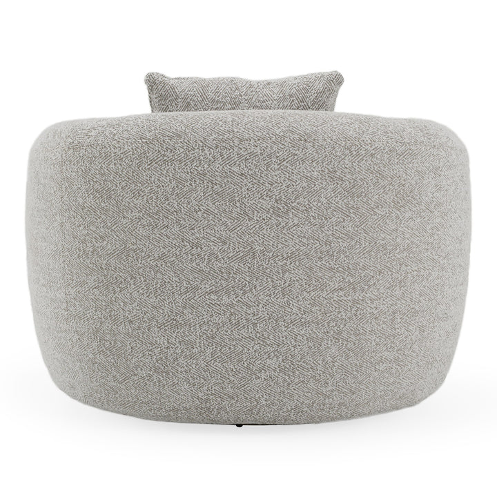 Glimpse - Modern White &amp; Brown Fabric + Antique Brass Swivel Accent Chair