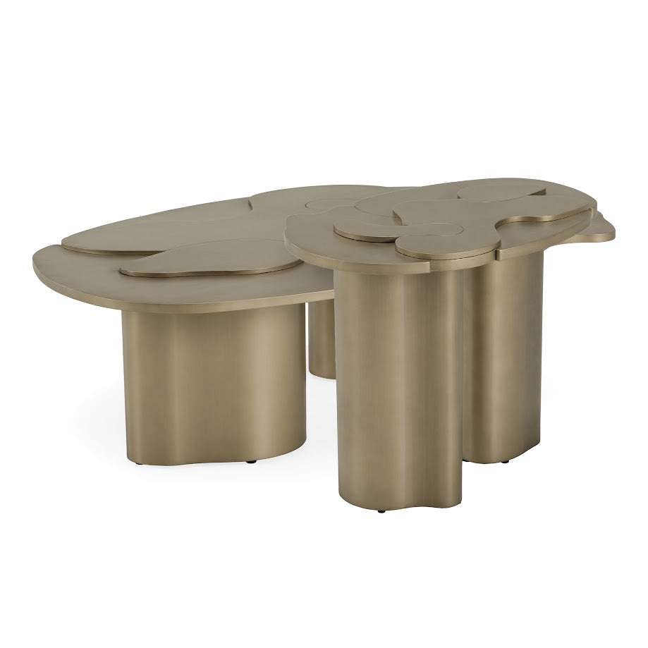 Glimpse - Modern Antique Brass Nesting Coffee Table Set
