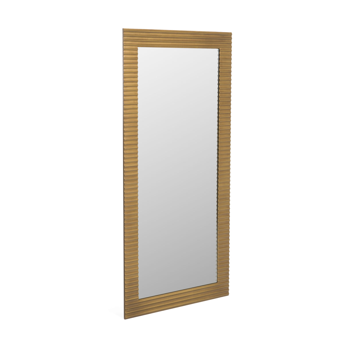 Glinda - Modern Brushed Brass Floor Mirror - View 2
