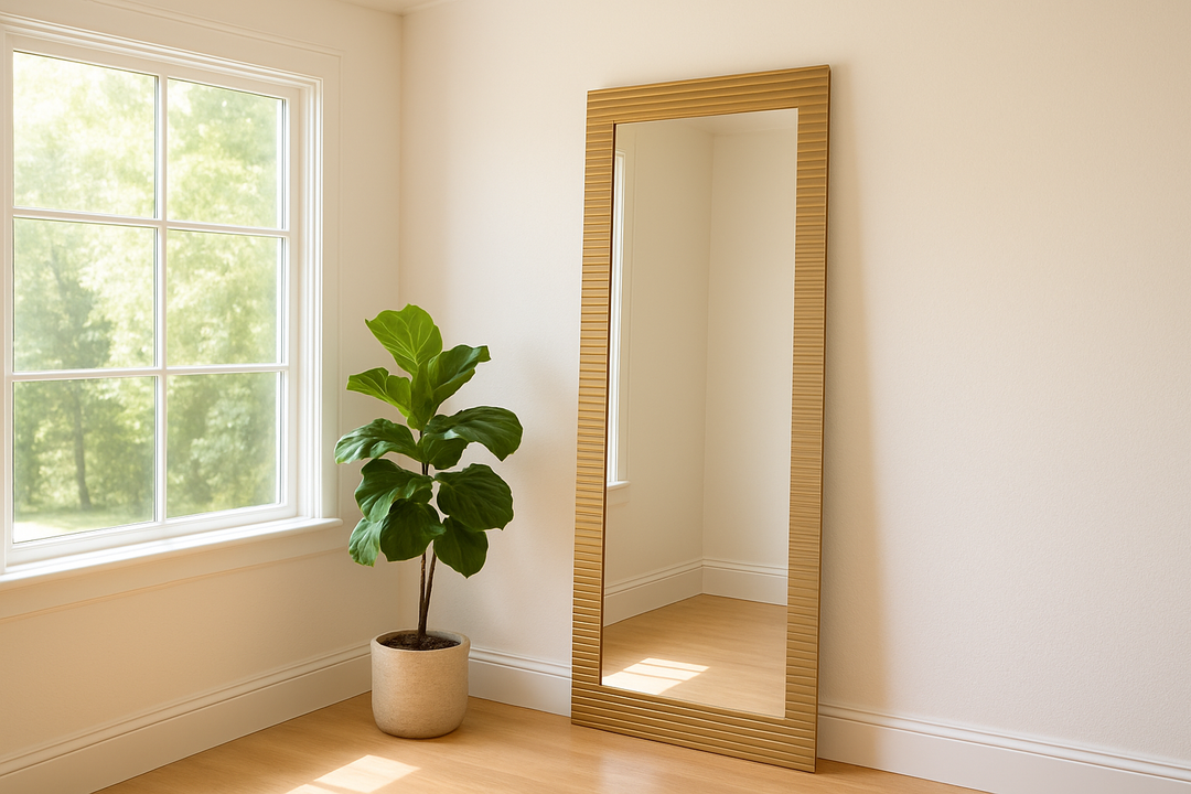 Glinda - Modern Brushed Brass Floor Mirror