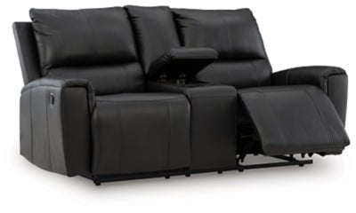 Glossmore Reclining Loveseat with Console - Black Reclining Loveseat modern furniture Contempo Furniture