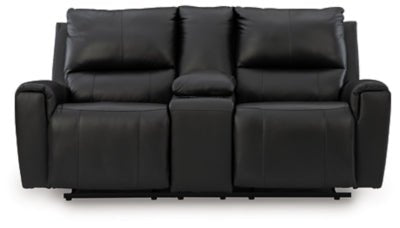 Glossmore Reclining Loveseat with Console - Black | Ashley Furniture