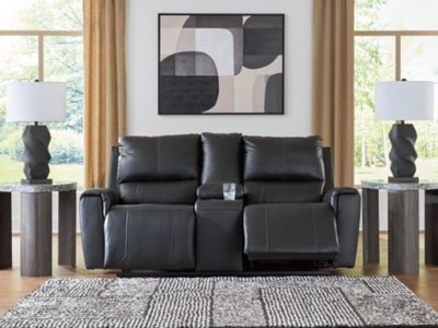 Glossmore Reclining Loveseat with Console - Black Reclining Loveseat modern furniture Contempo Furniture