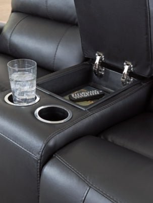 Glossmore Reclining Loveseat with Console - Black Reclining Loveseat modern furniture Contempo Furniture