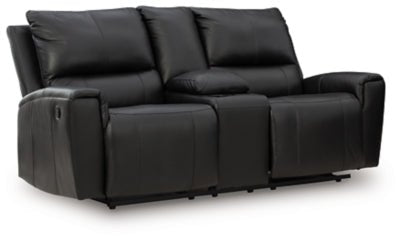 Glossmore Reclining Loveseat with Console - Black Reclining Loveseat modern furniture Contempo Furniture
