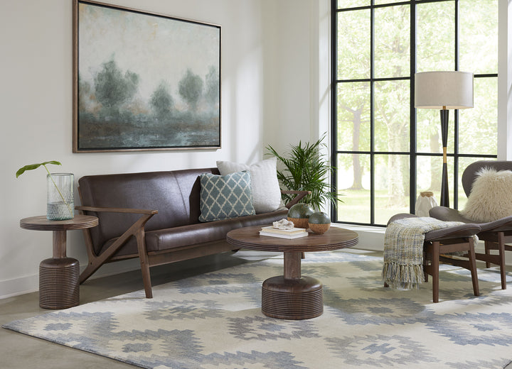 Modus Furniture Pjrt22 Liyana Solid Wood Round End Table In Natural Tan