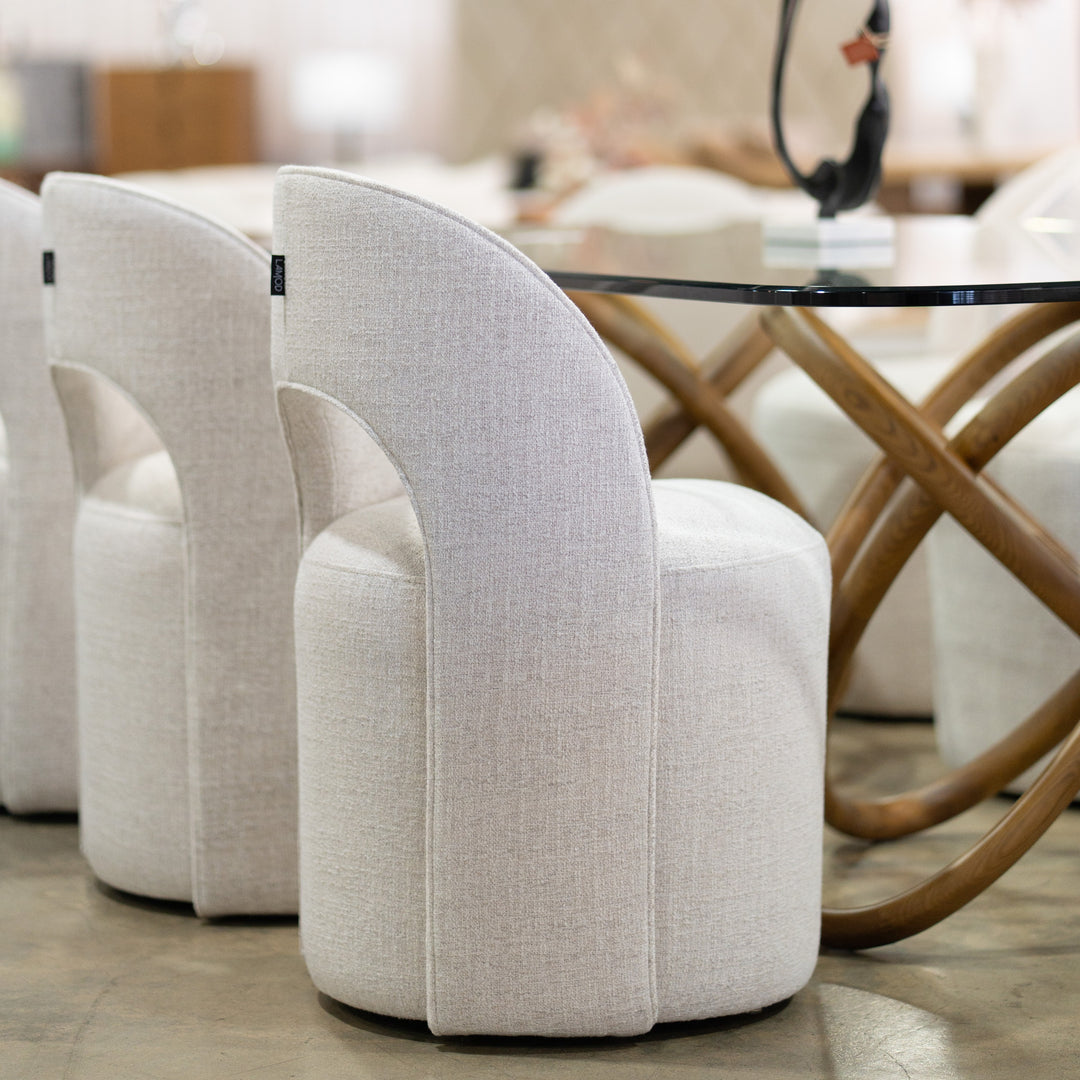 Gordon - Modern Cream Fabric Swivel Dining Chair