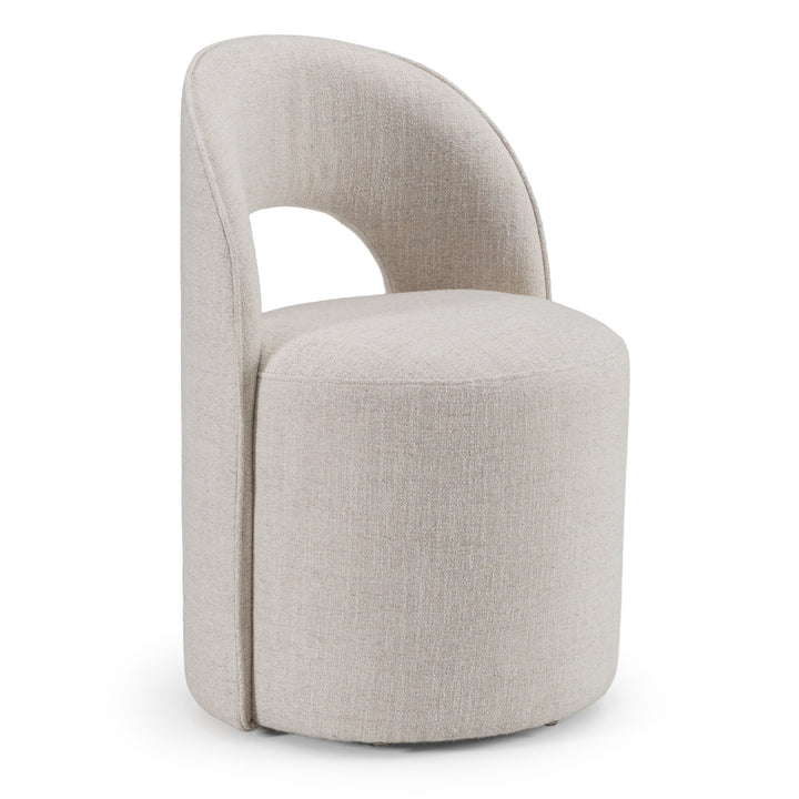Gordon - Modern Cream Fabric Swivel Dining Chair