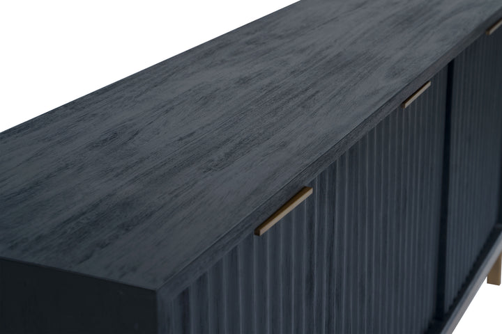 Modus Furniture 8Zu578 Kentfield 3 Door Sideboard In Black Drift Oak And Brass