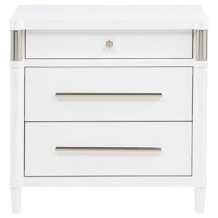 Gracemont - 3 - Drawer Bedroom Nightstand Bedside Table - White Accent Nightstand modern furniture Contempo Furniture